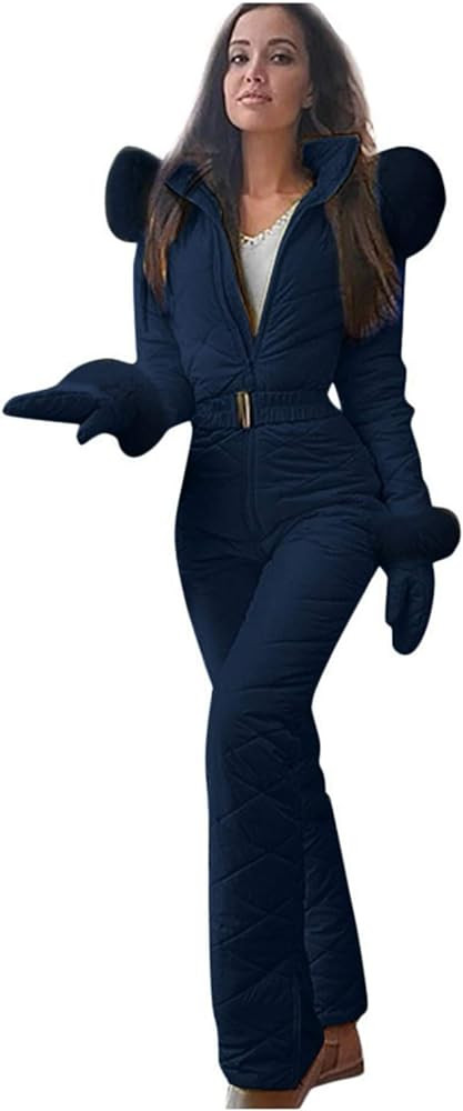 naioewe Womens Snowsuit One Piece Waterproof Windproof Warm Thick Fur Hooded Ski Suits Snowboard ... | Amazon (US)