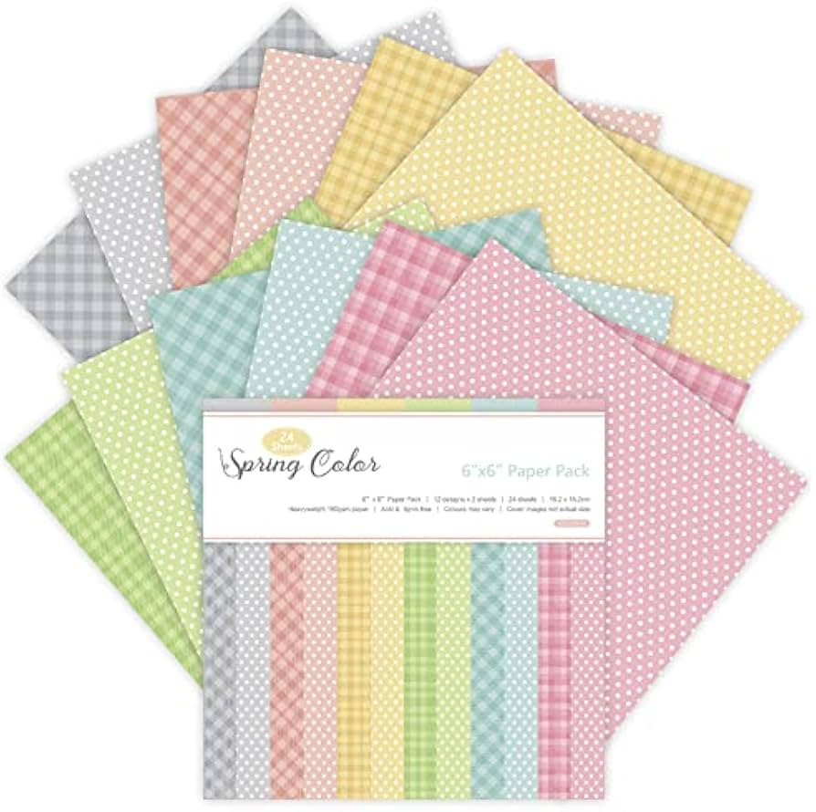 24 Sheets 6"x6" Pink Spring Scrapbook Paper - Single-Sided Pattern Decorative Paper | Scrapbook S... | Amazon (US)