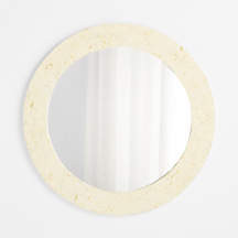 Intarsia Off-White Bone & Resin Round Wall Mirror | Crate & Barrel | Crate & Barrel