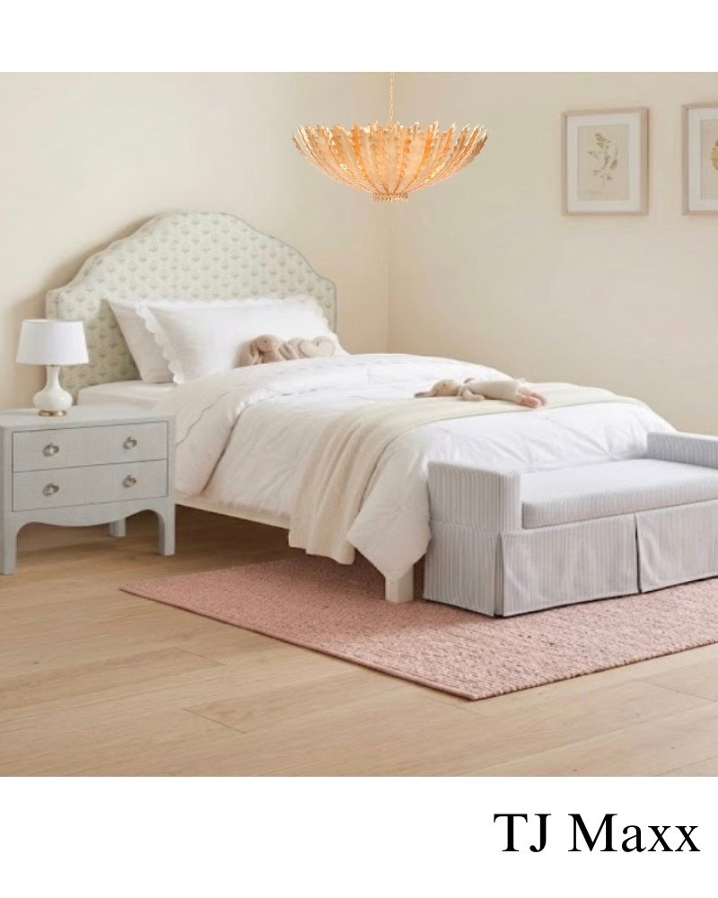 I can’t believe I found this headboard, this light and this dresser, and even the bench all from TJ Maxx, girls bedroom, design, designer, upholstered, Lillian, August, girls, French, modern, coastal.

#LTKKids #LTKHome #LTKSaleAlert