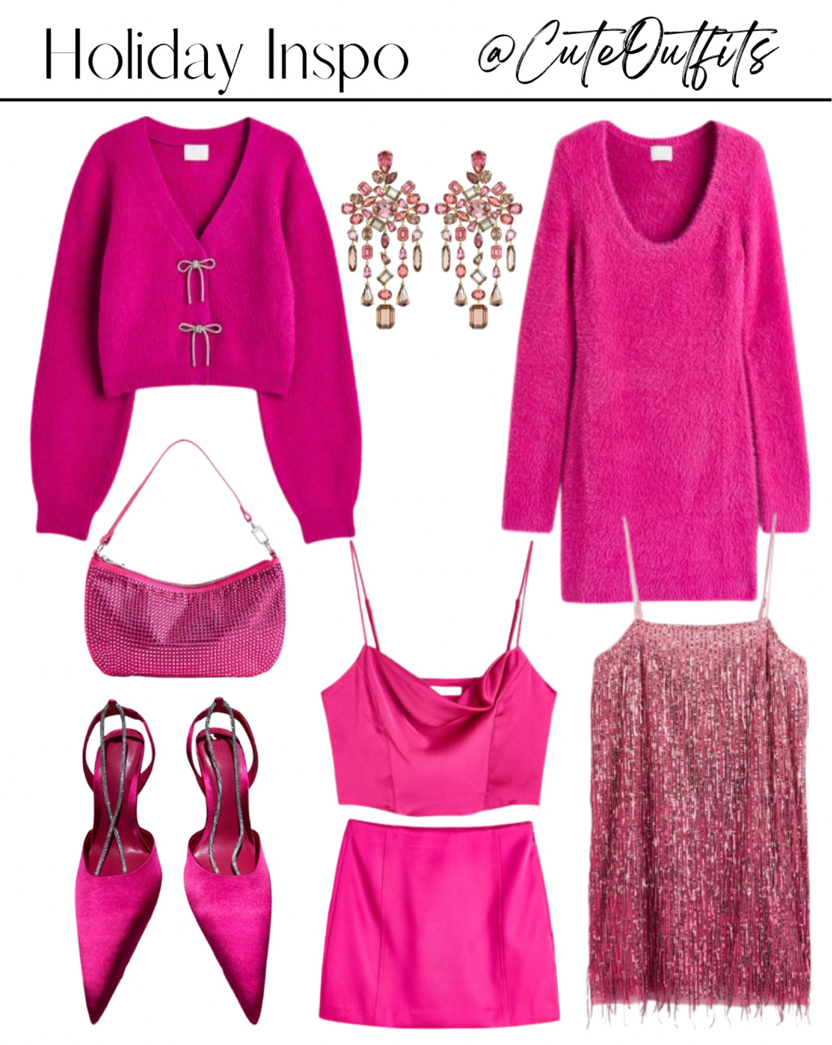 Hot pink sweater dress 
Hot pink dress 
Pink cardigan 
Pink top
Pink skirt 
Pink sequin dress 
Pink heels
Pink bag
Pink earrings 
Pink Christmas
Red holiday top 
Holiday earrings
Christmas earrings
Statement earrings
Holiday party earrings
Valentine’s Day dress 
Valentine’s Day outfit 
Valentine’s Day outfits

#LTKunder50 #LTKSeasonal