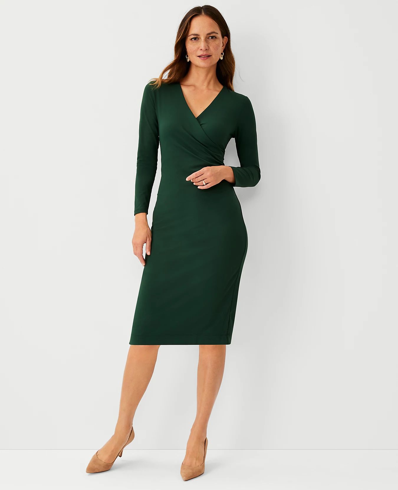 Refined Stretch Wrap Dress | Ann Taylor (US)