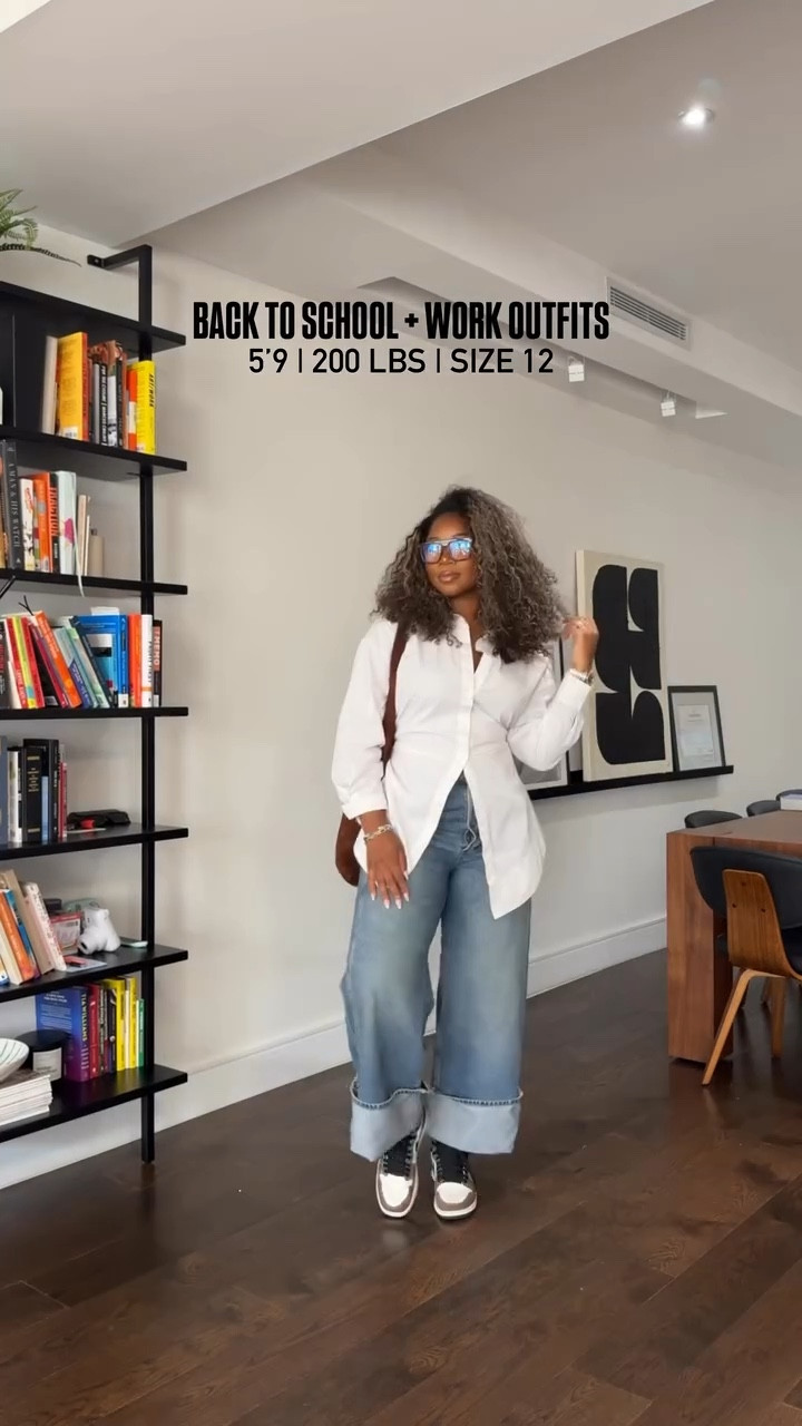 Perfect looks for back to school and work! Outfit one large top + medium skirt! Outfit two xl button down + size 32 jeans! Outfit 3 small trench + size 12 brown pants! Outfit 4 size large in the green set! Outfit 5 medium top + XL TALL jeans (use JANESHAXSPANX for $$ off)

#LTKootd #LTKWorkwear #LTKMidsize