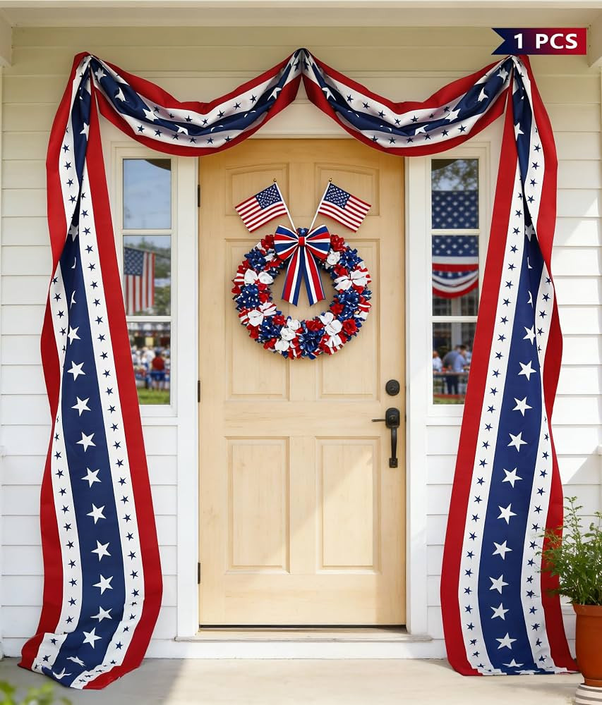 25ft 4th of July Decorations American Flag Bunting Patriotic Door Decor Outdoor Porch for Memoria... | Amazon (US)