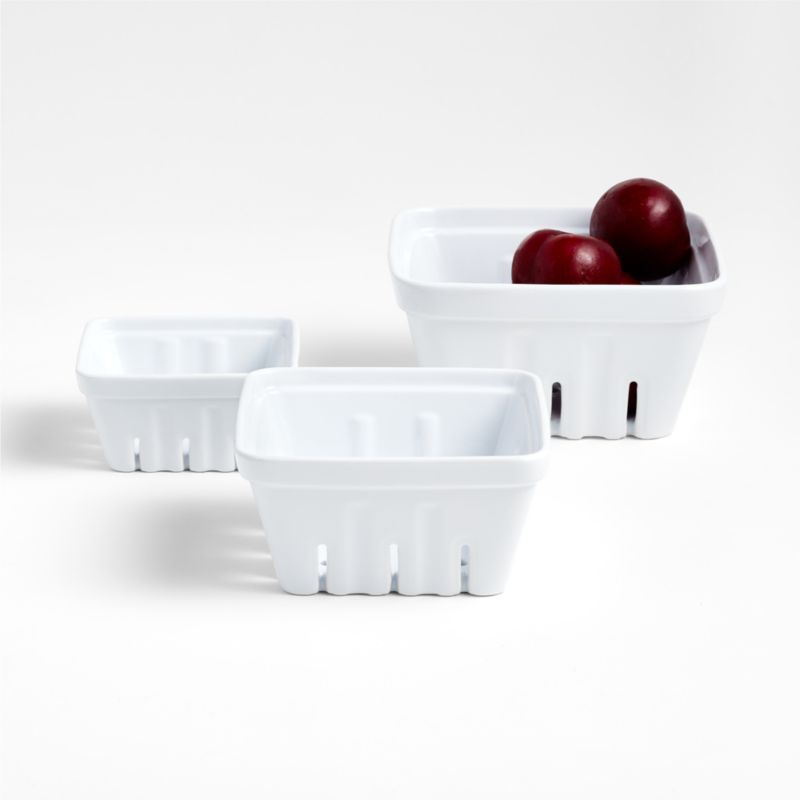 Berry Box White Colander Set | Crate and Barrel | Crate & Barrel