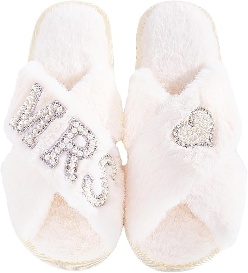 Bride Slippers for Wedding Day, Bride To Be Bridal Shower Gift for Women Bridesmaids, Personalize... | Amazon (US)