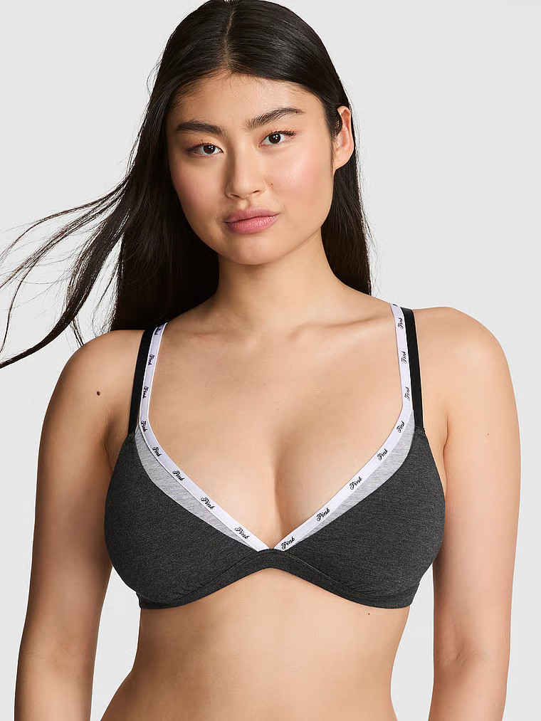 Logo Cotton Strappy Triangle Bralette | Victoria's Secret (US / CA )