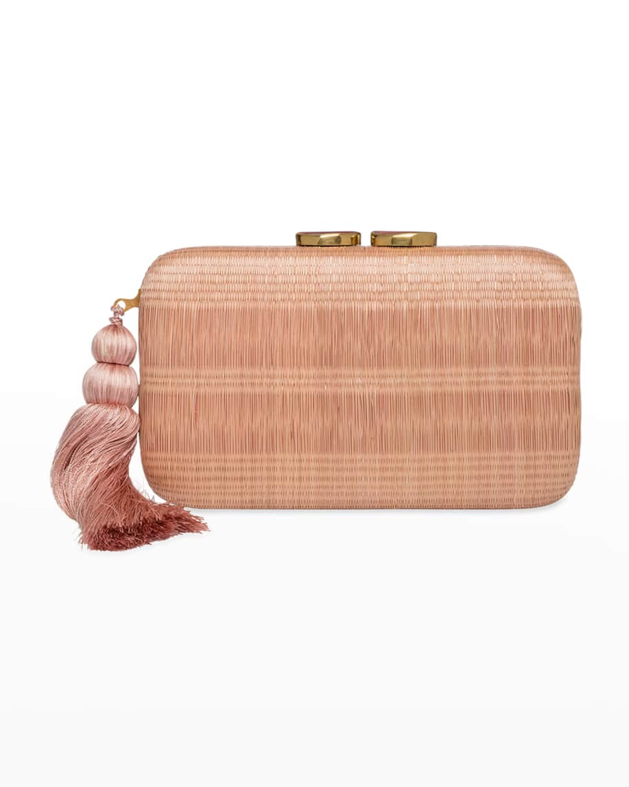 Rafe Iza Tassel Straw Rectangular Minaudiere | Neiman Marcus