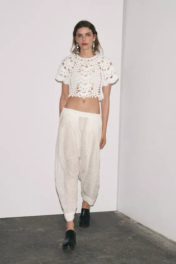 CROCHET KNIT CROP TOP | Zara UK