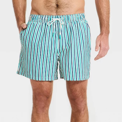 Men's 5'' Swim Trunks - Goodfellow & Co™ Green Multi XXL | Target