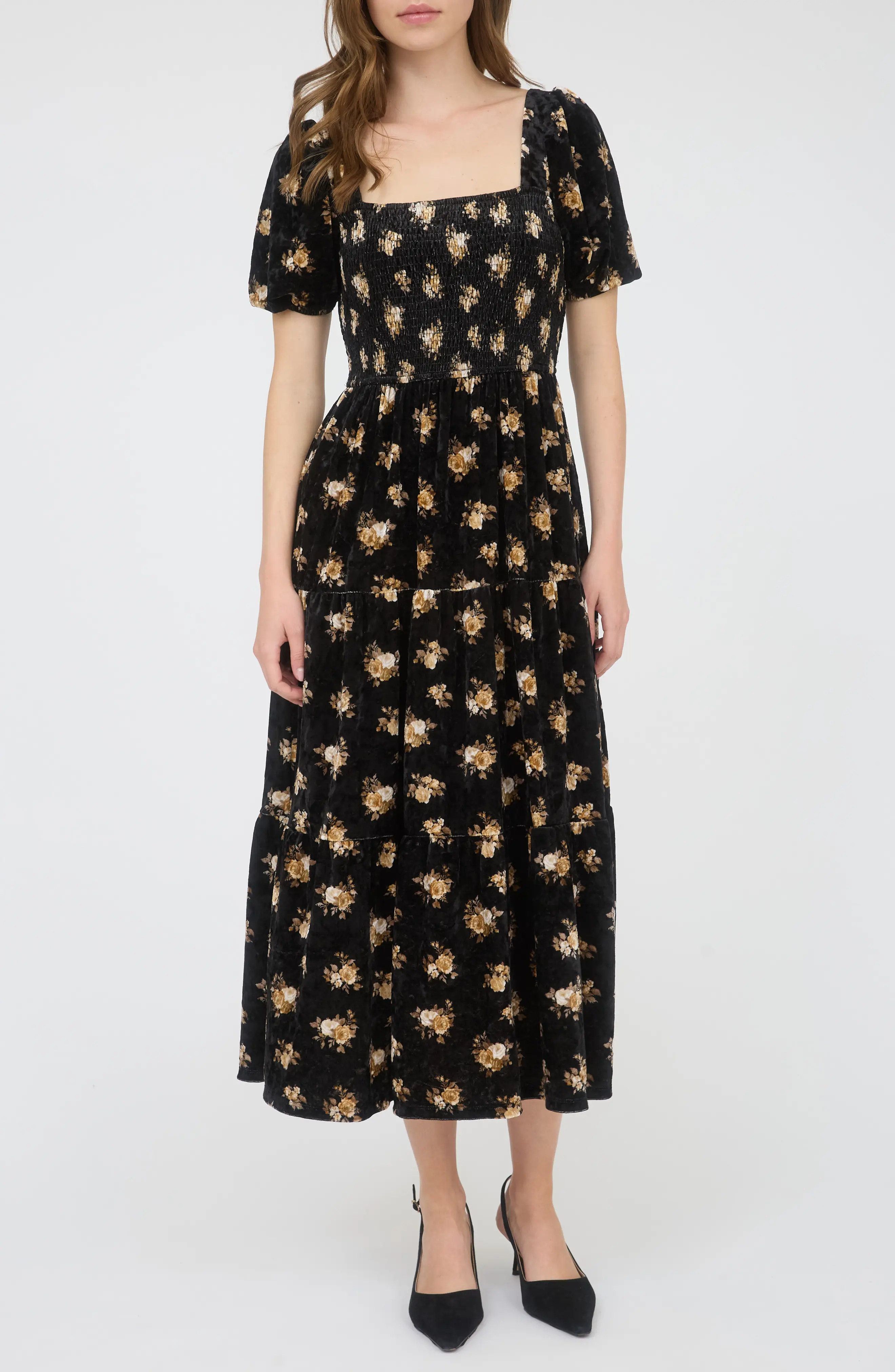 AUGUST SKY Puff Sleeve Midi Dress (Women) | Nordstromrack | Nordstrom Rack