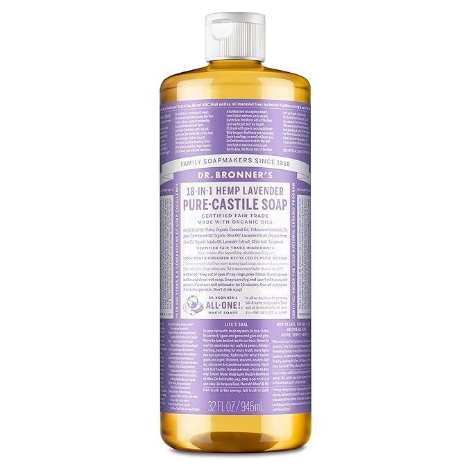 Dr. Bronner’s - Pure-Castile Liquid Soap (Lavender, 32 ounce) - Made with Organic Oils, 18-in-1... | Amazon (US)