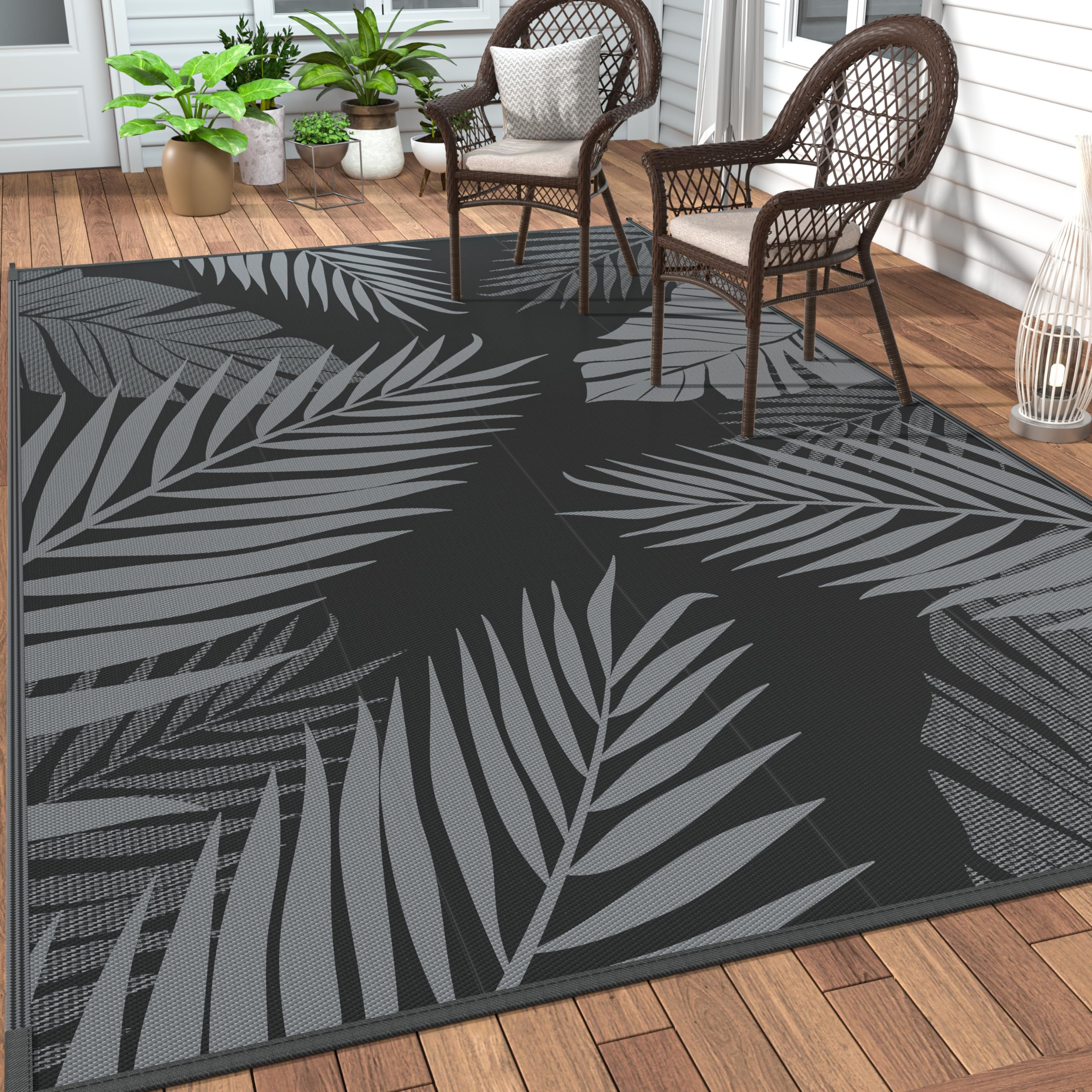 GENIMO Outdoor Rug 9' x 18' Waterproof for Patios Clearance, Reversible Outdoor Plastic Straw Cam... | Amazon (US)