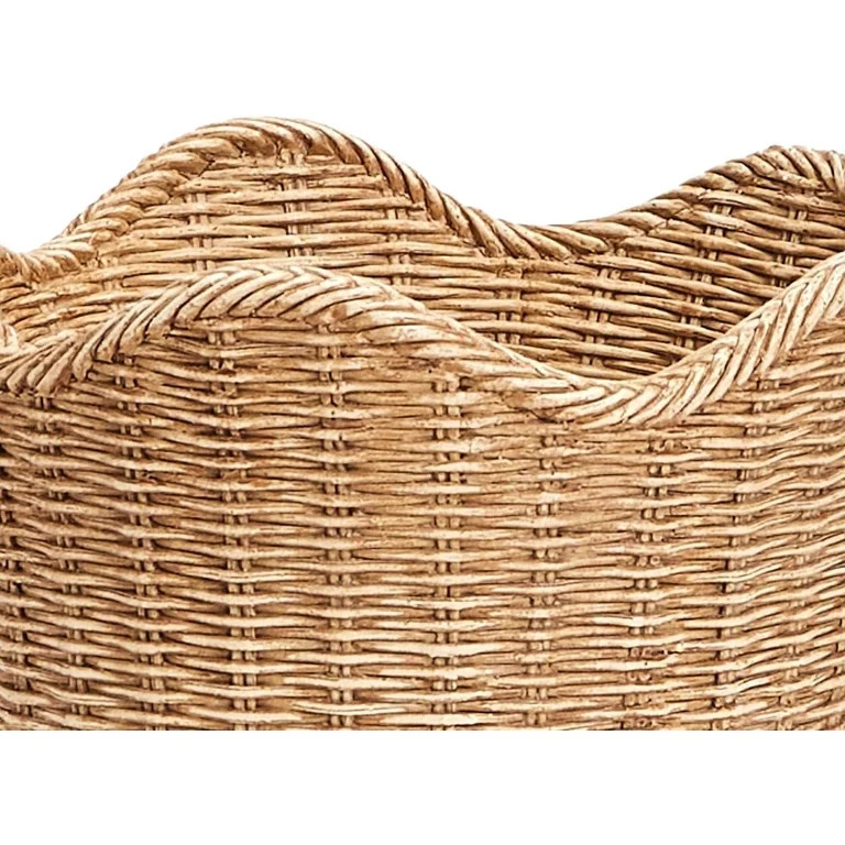 Guvpev 7.5" Brown Woven Resin Planter, Scalloped Edge Basket Weave Pattern Planter, Decorative Wo... | Walmart (US)