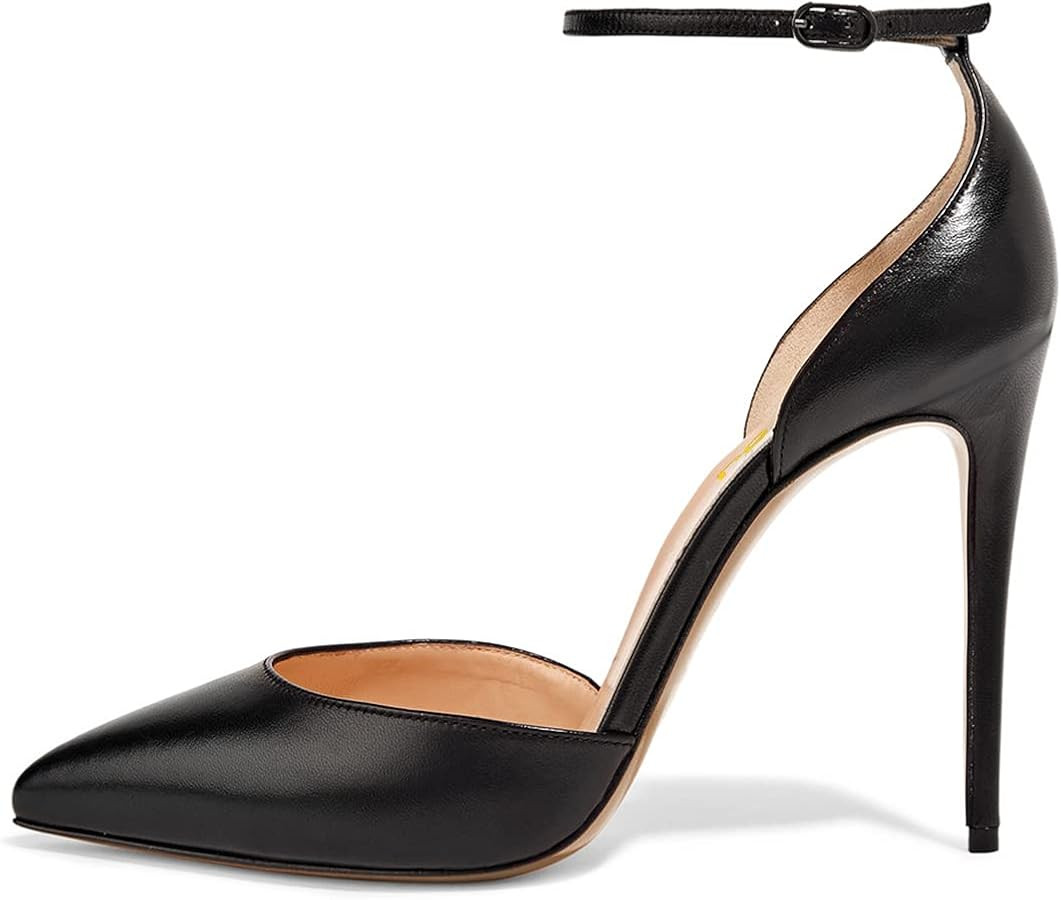 FSJ Women Sexy Ankle Strap Pumps Pointed Toe Stiletto High Heel D'Orsay Dress Shoes Size 4-15 US | Amazon (US)