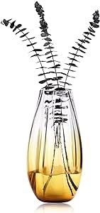 CONVIVA Vase Amber Glass Decor Gift for Blown Art Tall Flower Centerpiece 13 inch H | Amazon (US)