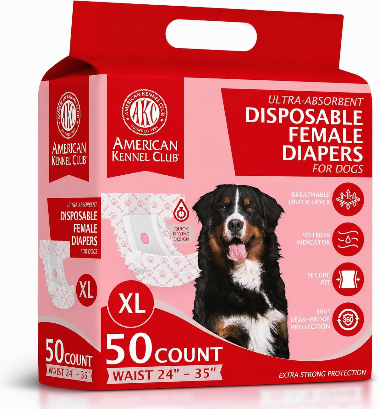 Amazon.com : American Kennel Club Female Dog Wrap, Disposable Diapers with Wetness Indicator, (Ex... | Amazon (US)