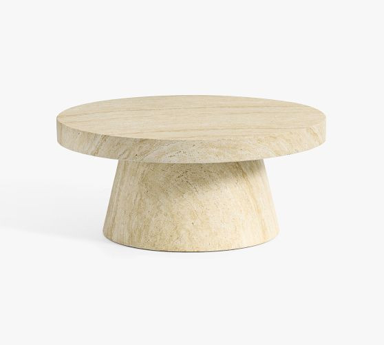 Pomona Faux Travertine Round Outdoor Coffee Table (36") | Pottery Barn (US)