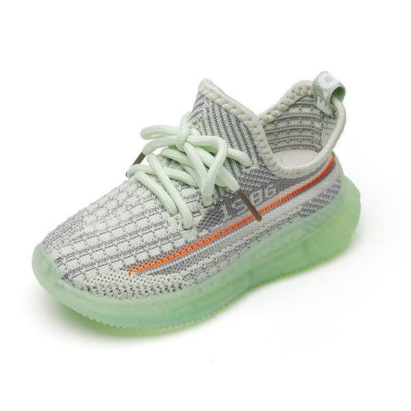 Toddler / Kids Breathable Knitted Striped Lace-up LED Sneakers | PatPat