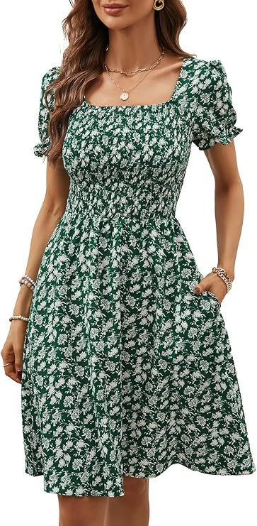 Berydress Women's Summer Dresses 2026 Casual Boho Smocked Mini Sun Dress | Amazon (US)