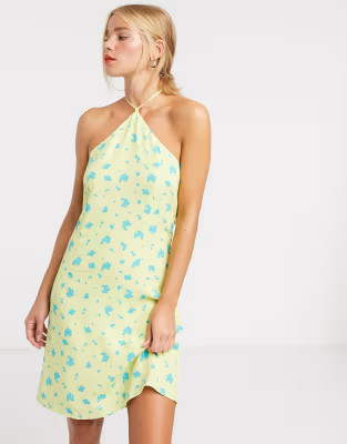 Glamorous halterneck mini dress in bright ditsy floral | ASOS (Global)