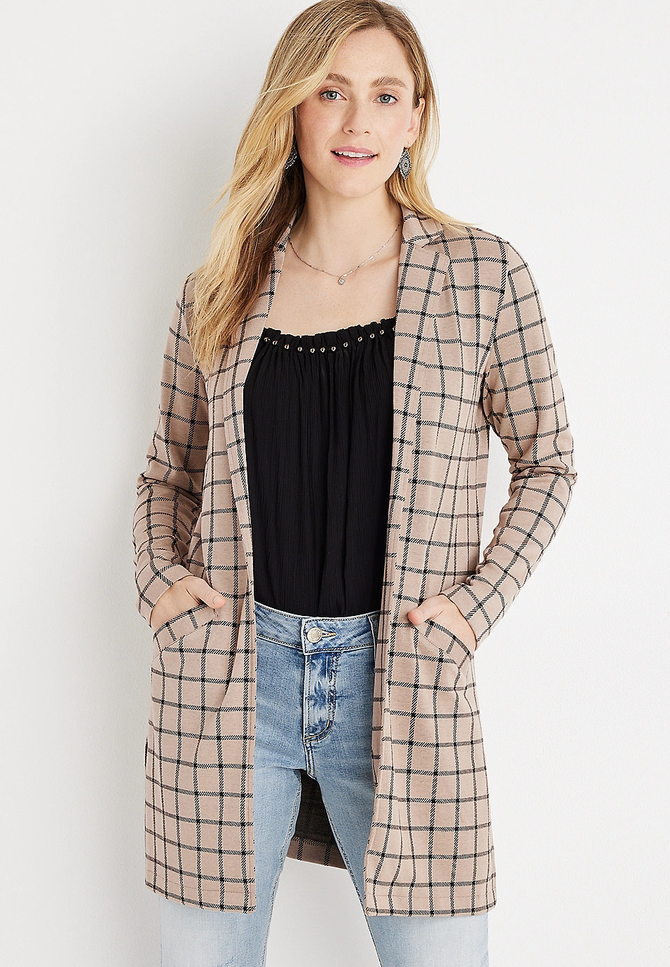 Plaid Duster Blazer | Maurices