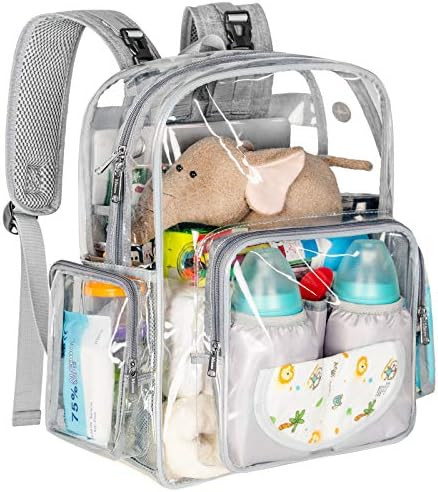 Diaper Bag Backpack, Clear Baby Bag Heavy Duty Transparent Backpack for Girls Boys, Multifunction... | Amazon (US)