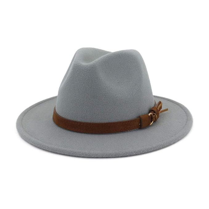 Lisianthus Men & Women Vintage Wide Brim Fedora Hat with Belt Buckle | Amazon (US)