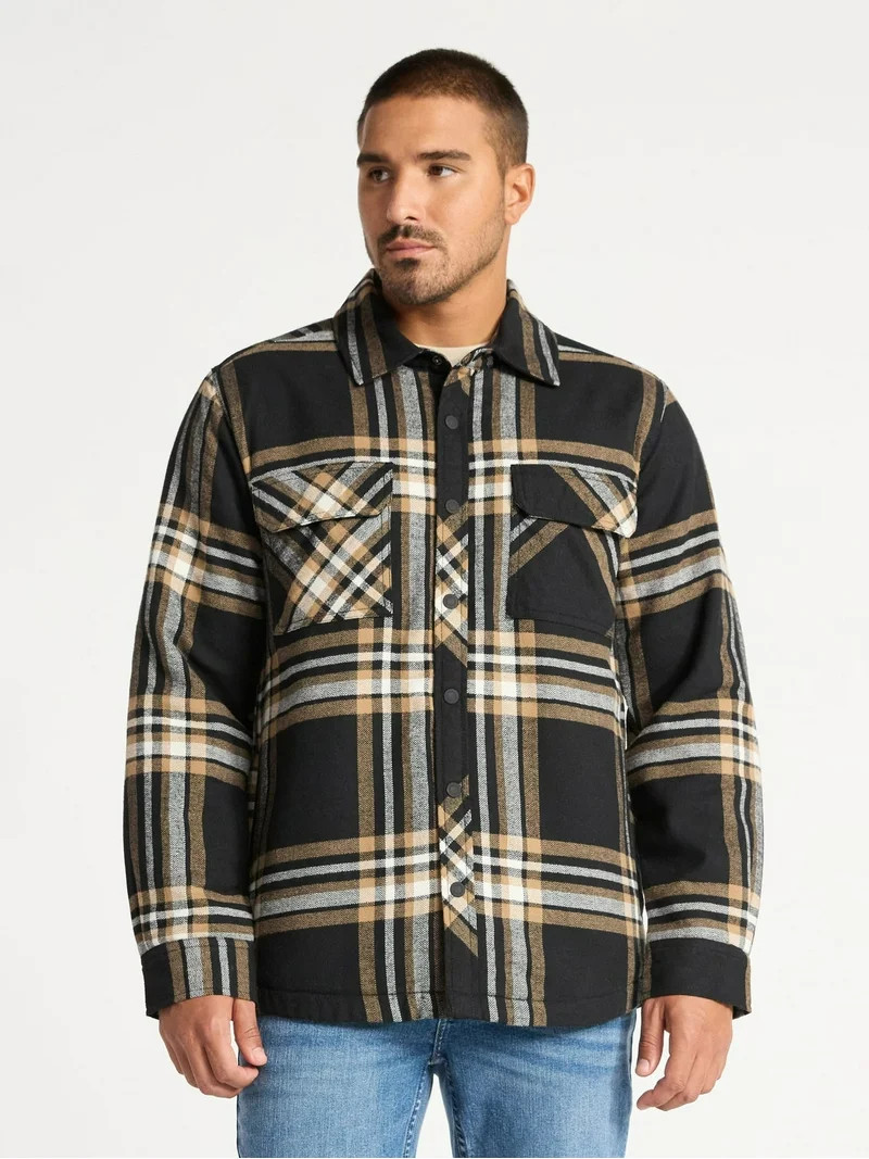 George Men's Shirt Jacket with Long Sleeves, High Pile Fleece Lining, Sizes S-3XL | Walmart (US)