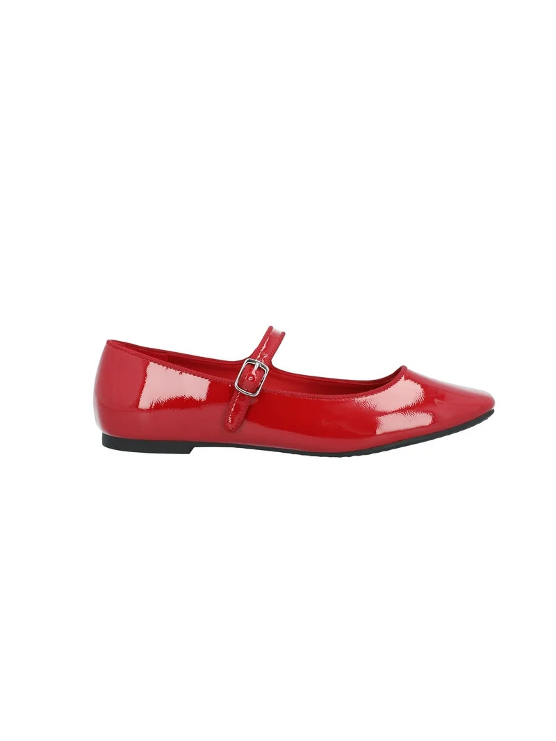 Time and Tru Women's Faux Leather Mary Jane Flats | Walmart (US)