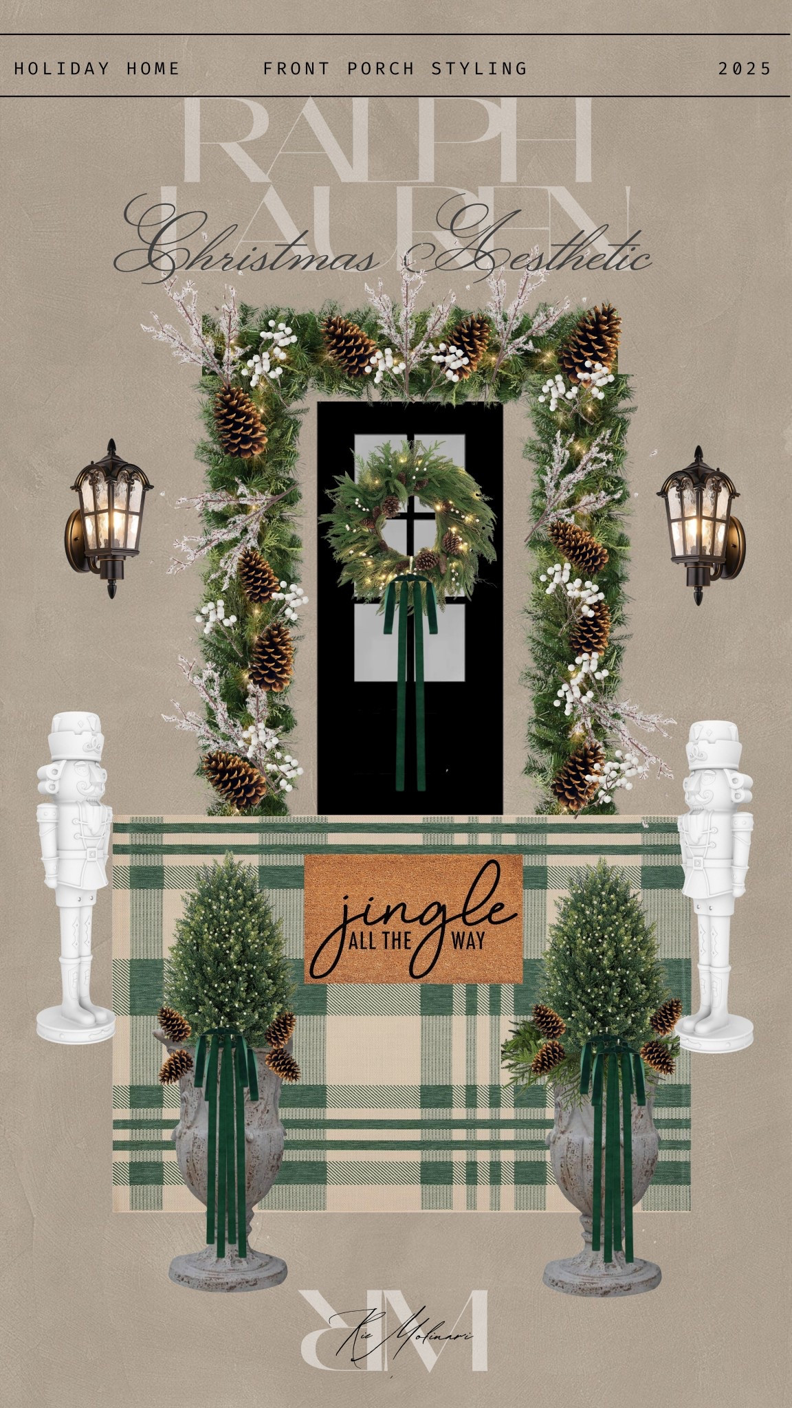 Ralph Lauren Inspired Christmas Front Porch Decor 🤍🎄


Classic, cozy, and timeless ✨ Bringing that Ralph-Lauren-meets-holiday-estate look to the front porch this season. Pine garland, emerald velvet ribbon, oversized pinecones, nutcrackers, and layered plaids — the perfect mix of luxe + rustic charm.
Shop the exact pieces I used to create this elevated Christmas entryway below. 

(Ralph Lauren Christmas decor, holiday front porch ideas, classic Christmas entryway, green and gold Christmas decor, plaid doormat, prelit topiary trees, velvet ribbon holiday styling, traditional Christmas porch, luxe holiday home, pine garland with lights, front door wreath, Christmas curb appeal, winter porch styling, cozy holiday home)

#LTKhome #LTKholiday #ChristmasDecor #FrontPorchDecor #RalphLaurenAesthetic #ClassicChristmas #HolidayHomeInspo #PorchStyling #ChristmasFrontDoor #MoodyHolidayDecor #TimelessDecor #VelvetRibbonStyle #HolidayCurbAppeal #WinterDecorIdeas 

#LTKSeasonal #LTKHoliday #LTKSeasonal #LTKHome