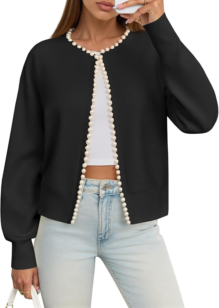 Saodimallsu Cardigan Sweaters Knit Tops Crewneck Sweater Jacket | Amazon (US)