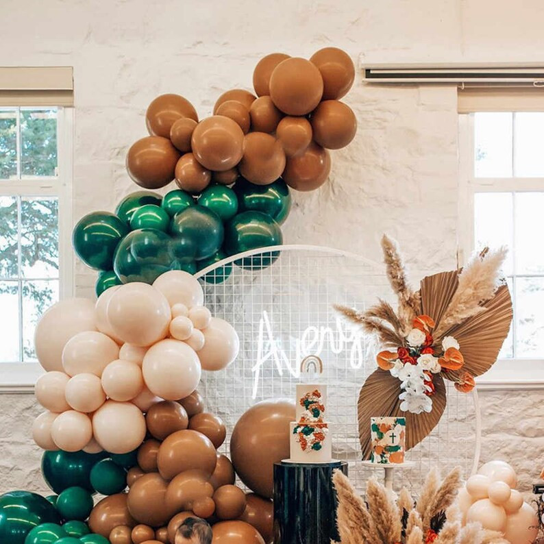 Woodland Baby Shower Balloon Garland Kit  Green and Brown | Etsy | Etsy (US)