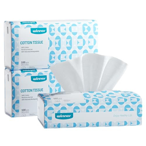 Winner Soft Face Towels, 100% USDA Biobased Facial Towels, Unscented for Sensitive Skin, OEKO-TEX Certified Face Towelettes Disposable, Makeup Remover Dry Wipes, 300 Count, Pack of 3 | Amazon (US)