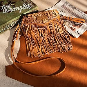 Wrangler Crossbody Small Purse for Women Wristlet Fringe Bag Western Purse | Amazon (US)