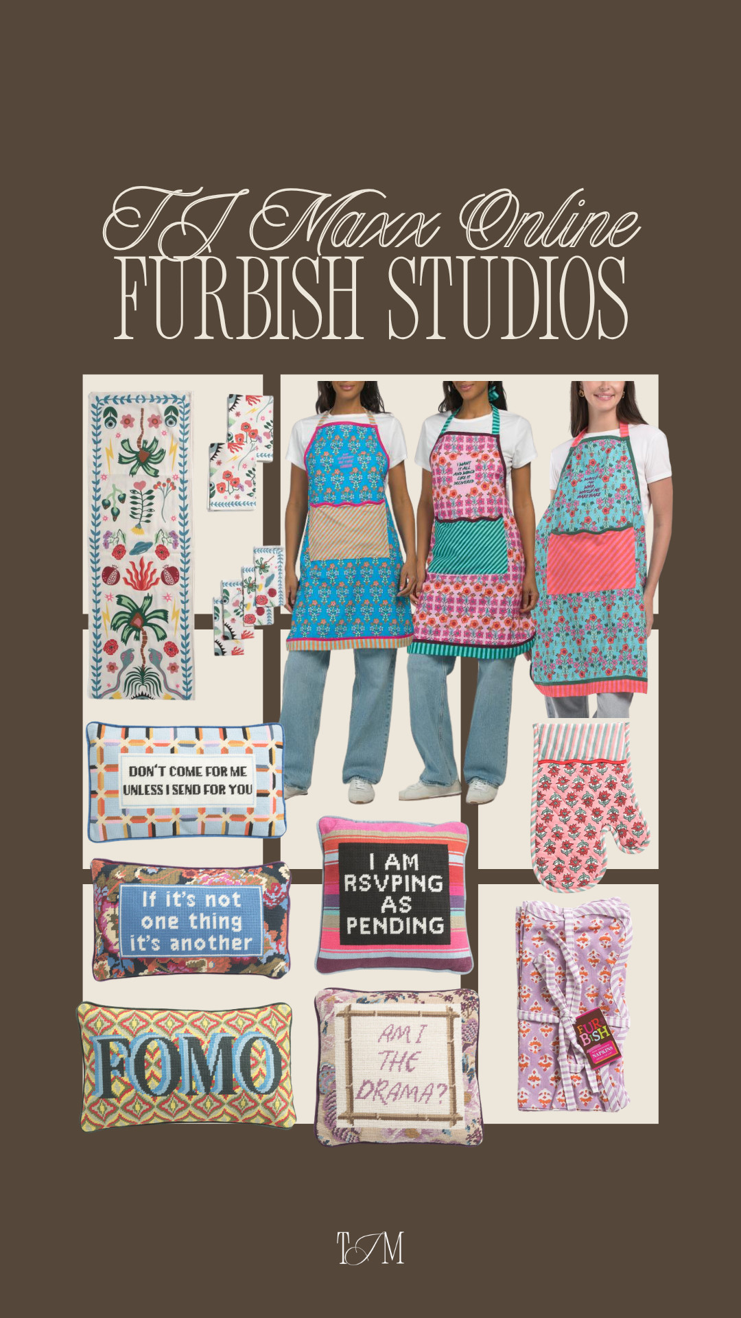 TJ Maxx has sooo many Furbish Studio pieces and I’m shook because this brand is usually at Anthropologie for way more…finding it here for a fraction of the price is insane, all the colorful pillows, aprons and sets are so fun for spring hosting and gifting!! spring outfits 2026, home decor finds, anthropologie style, colorful home decor, gift ideas, spring hosting, statement pillows, kitchen decor, vacation outfits beach, summer outfits, unique finds, tj maxx finds, tj maxx online 

 #LTKMothersDay #LTKHome