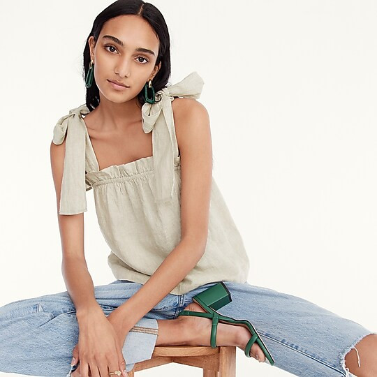 Tie-shoulder linen tank | J. Crew US