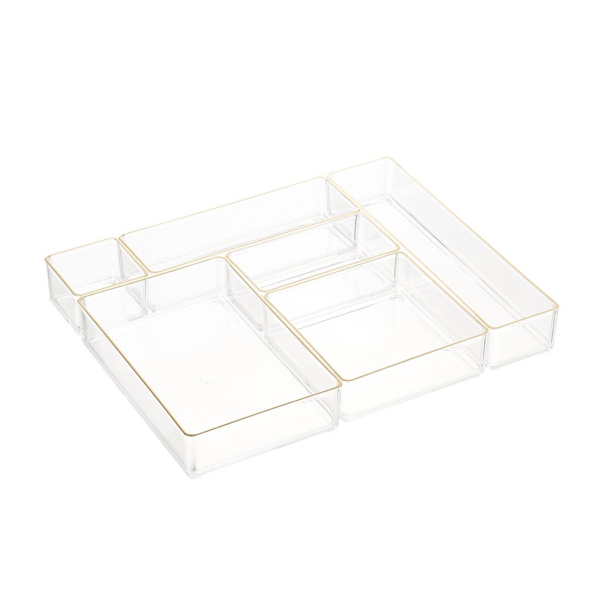 Acrylic Drawer Organizers Gold Trim Set of 6 | The Container Store