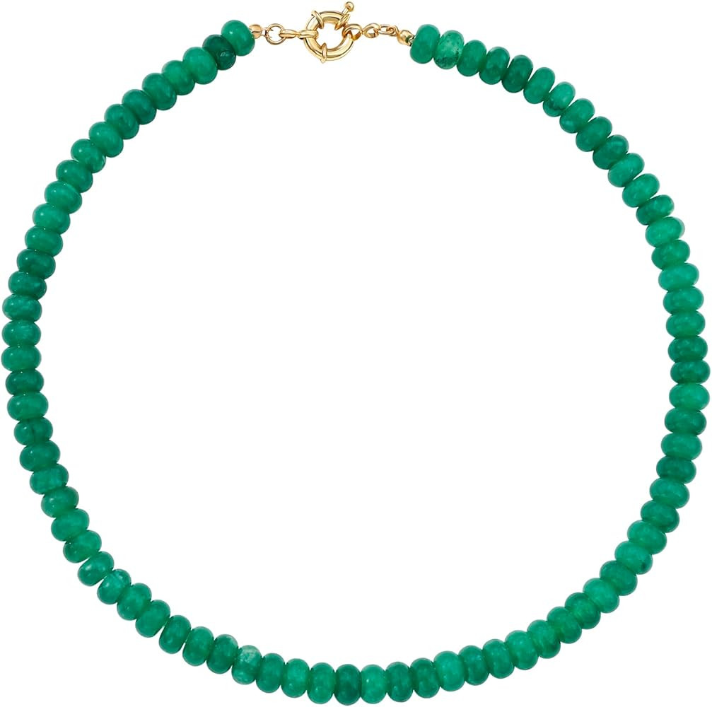 Zissunbeam Bead Gemstone Choker Necklace for Women,Colorful Natural Stone Beaded Statement Boho B... | Amazon (US)