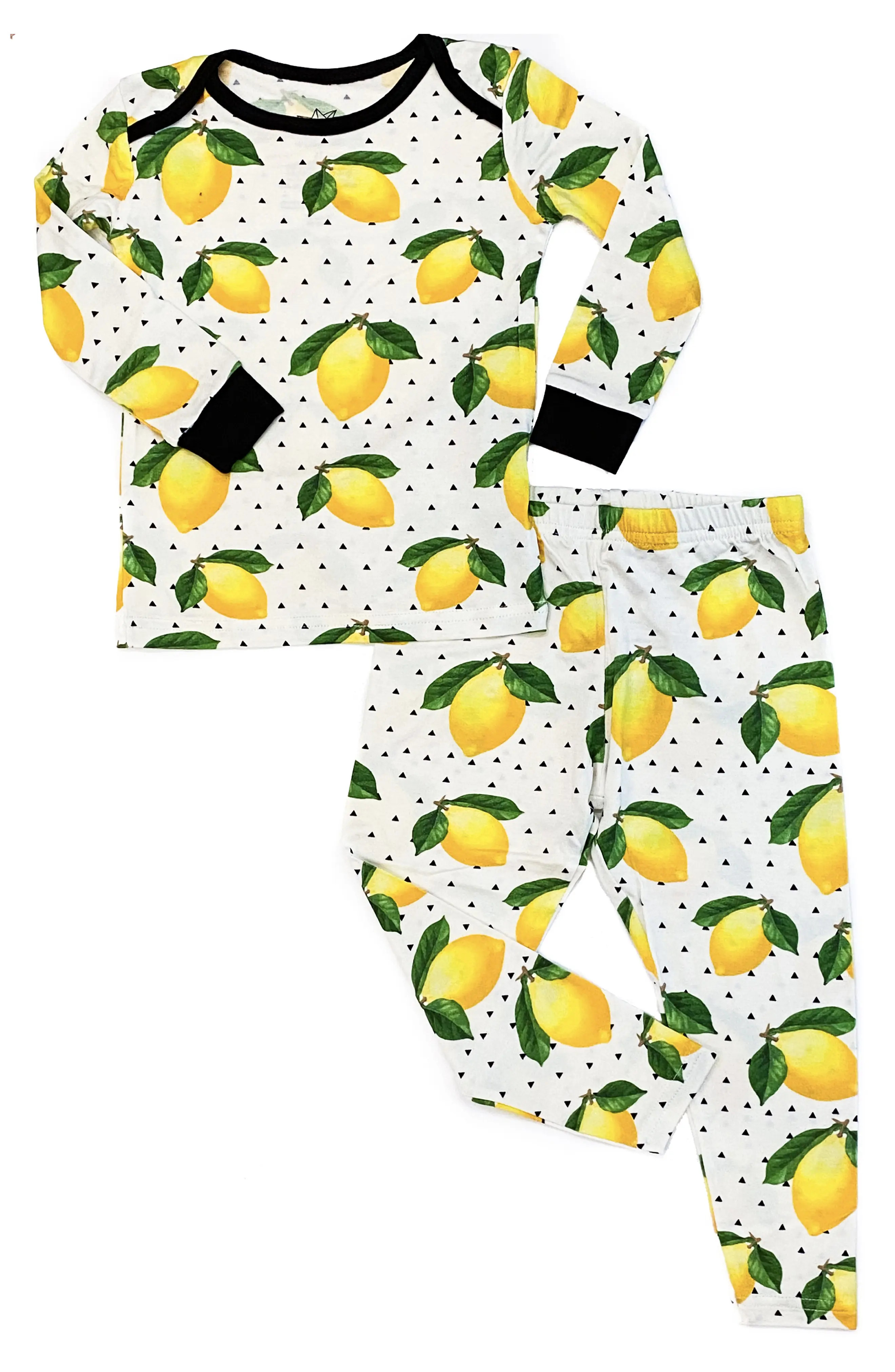 Peregrine Kidswear Lemons Fitted Two-Piece Pajamas in White/Yellow at Nordstrom, Size 2Y | Nordstrom