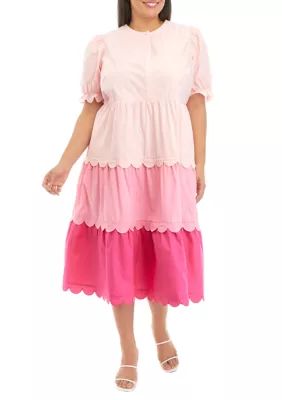 Plus Size Color Blocked Scalloped Dress | Belk
