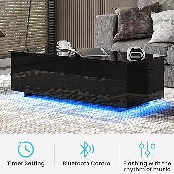 Led Coffee Tables for Living Room - High Gloss Table with Led Lights, 20 Colors Controlled by Rem... | Amazon (US)
