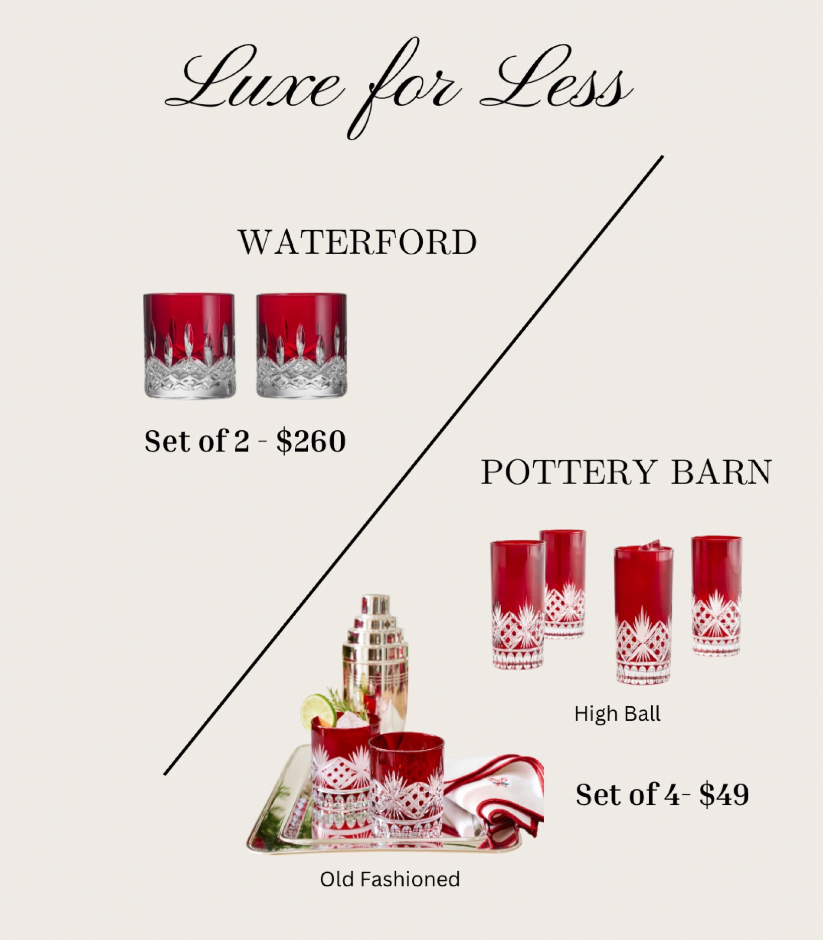 These Pottery Barn Antique Crystal glasses are stunning! Great for Christmas and Valentine’s Day! 

#luxeforless #dupe #potterybarn #waterford #crystal #lismore #luxury #glassware #ltkhome #sale

#LTKSaleAlert #LTKHome #LTKSeasonal