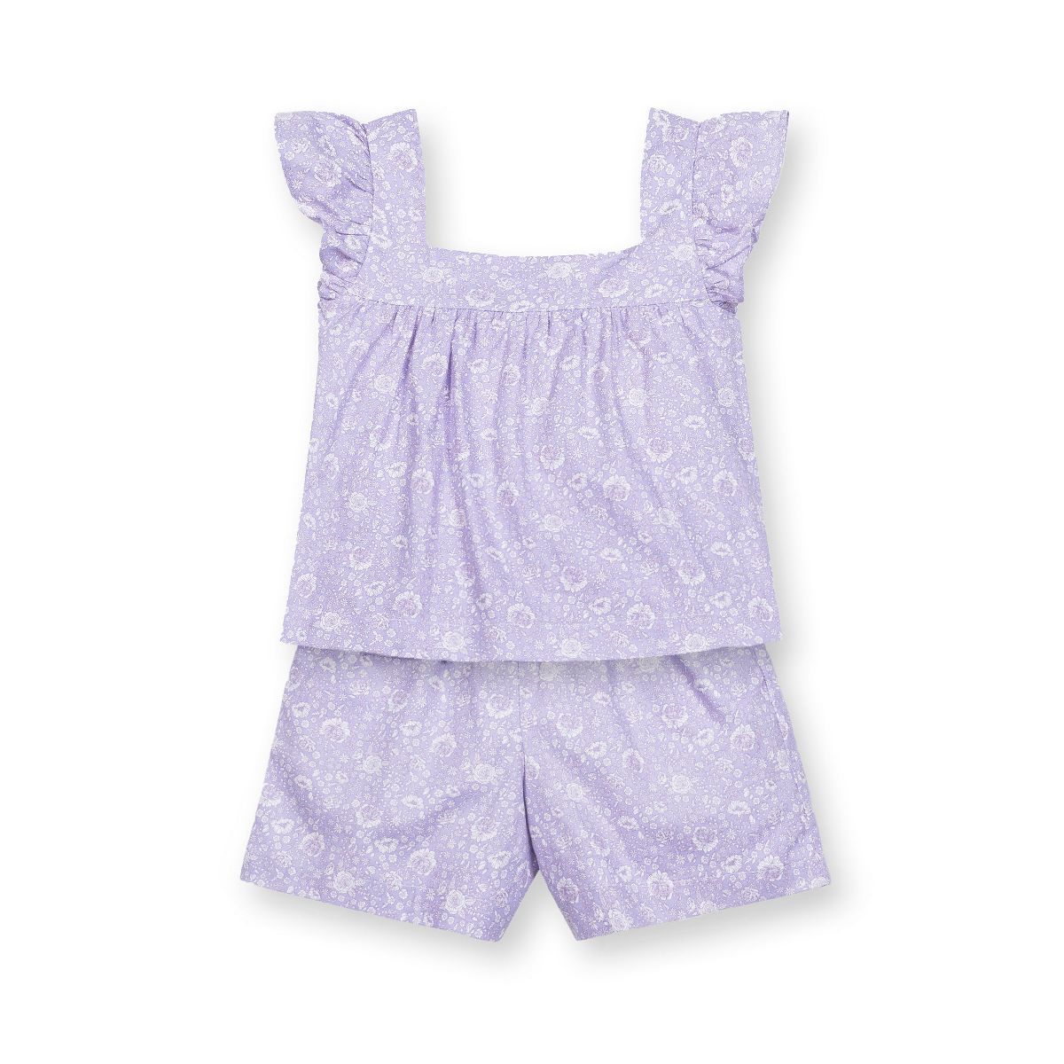 Hope & Henry Girls' Flutter Sleeve Faux Top Pull-On Linen Romper, Infant | Target