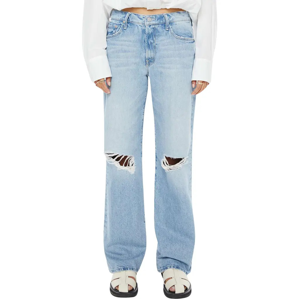 MOTHER The Maven Mid Rise Ripped Straight Leg Jeans in Reelin It In at Nordstrom, Size 29 | Nordstrom