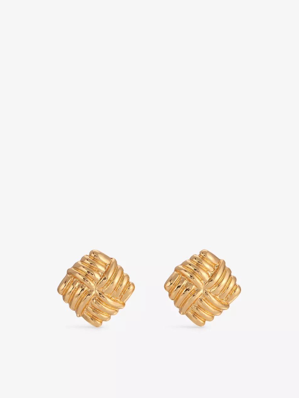 Wind yellow-gold plated metal stud earrings | Selfridges
