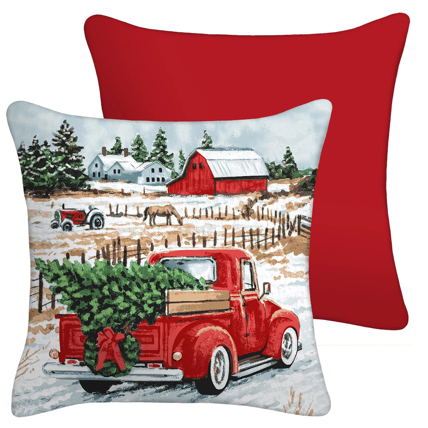 Mainstays 16" x 16" Reversible Farm Scape Decorative Outdoor Throw Pillow, Multi, Classic | Walmart (US)