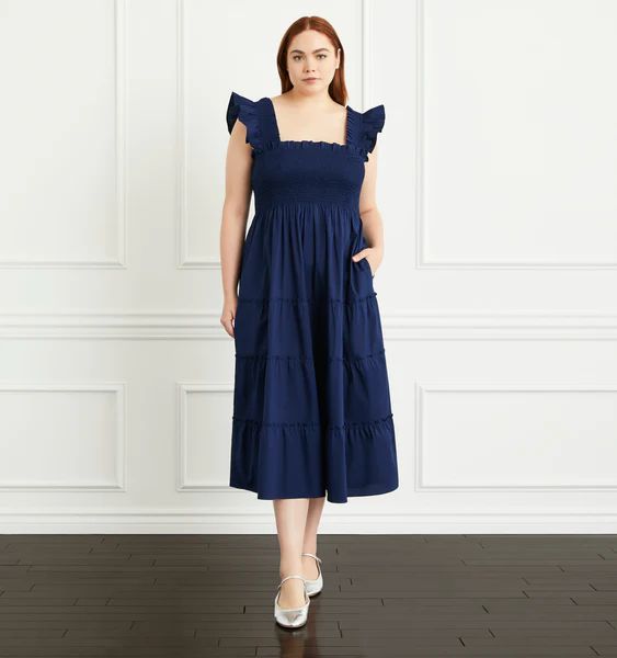 The Ellie Nap Dress - Navy Poplin w/ Pocket | Hill House Home