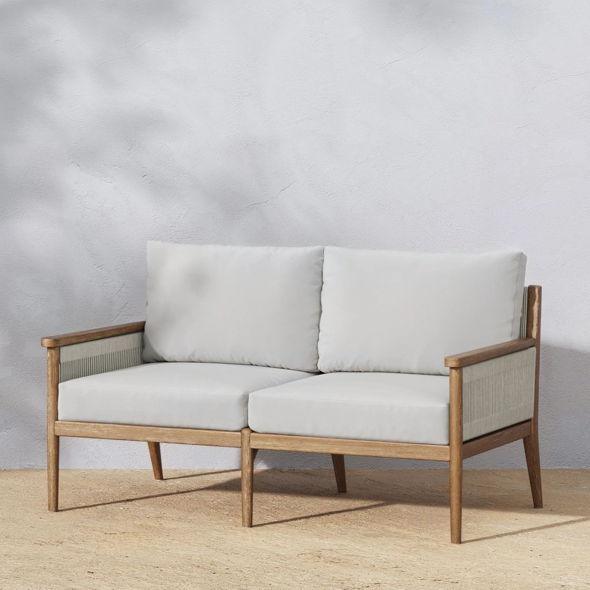 Wood & Rope Outdoor Patio Cushioned Loveseat | Nathan James