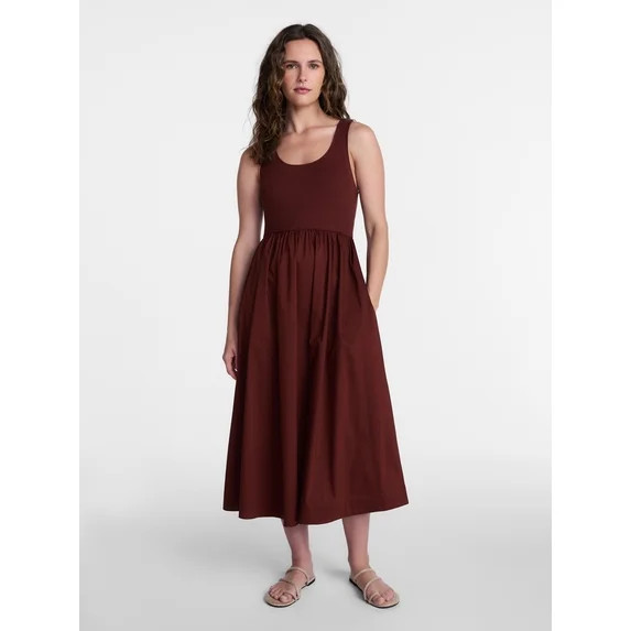 Time and Tru Women's Sleeveless Scoop Neck Midi Dress, Sizes XS-XXXL | Walmart (US)